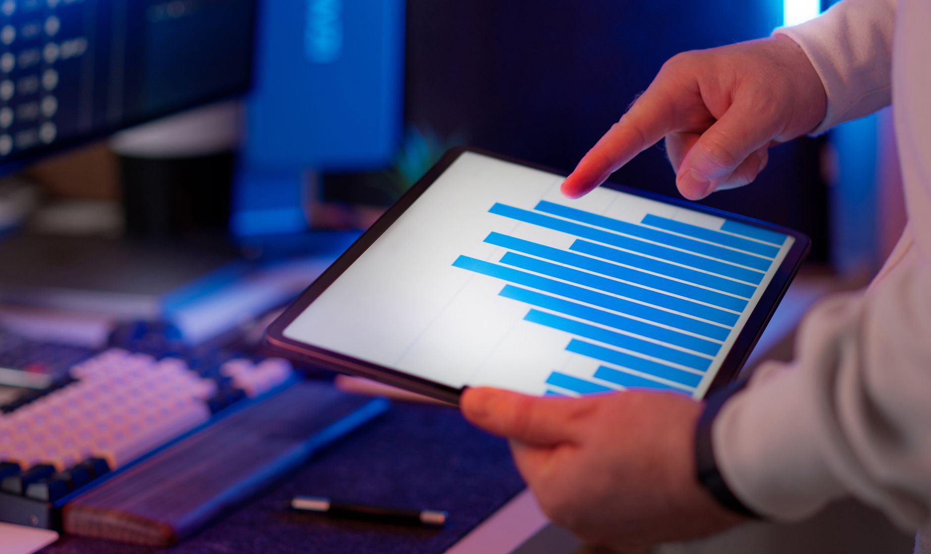 Manager reviewing call activity and analytics on a dashboard screen