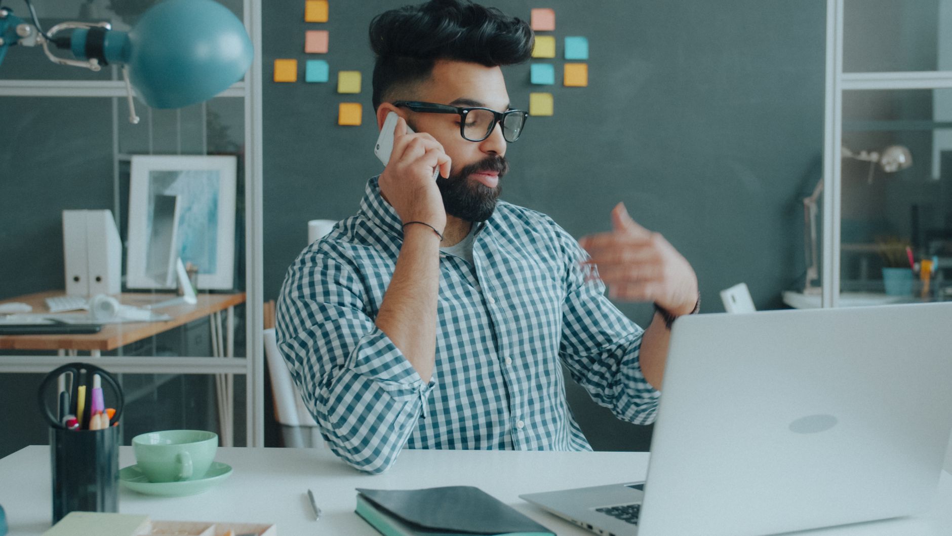 Small business front desk area where phone calls are managed throughout the day